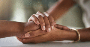 Close-up of supportive hands