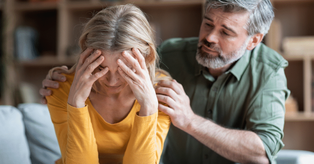 Woman showing signs of a mental breakdown