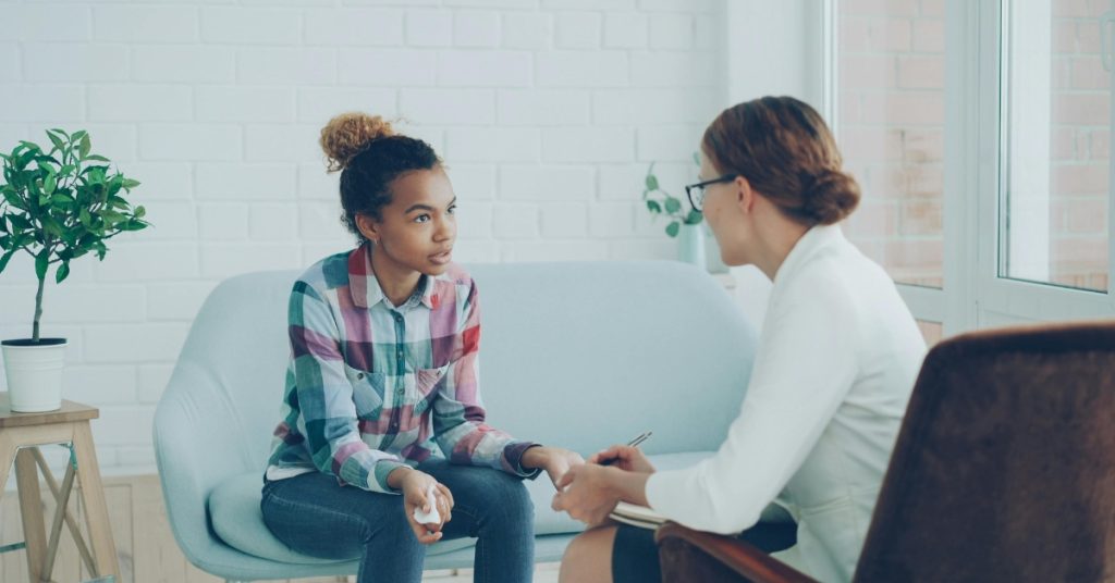 Teen in therapy session