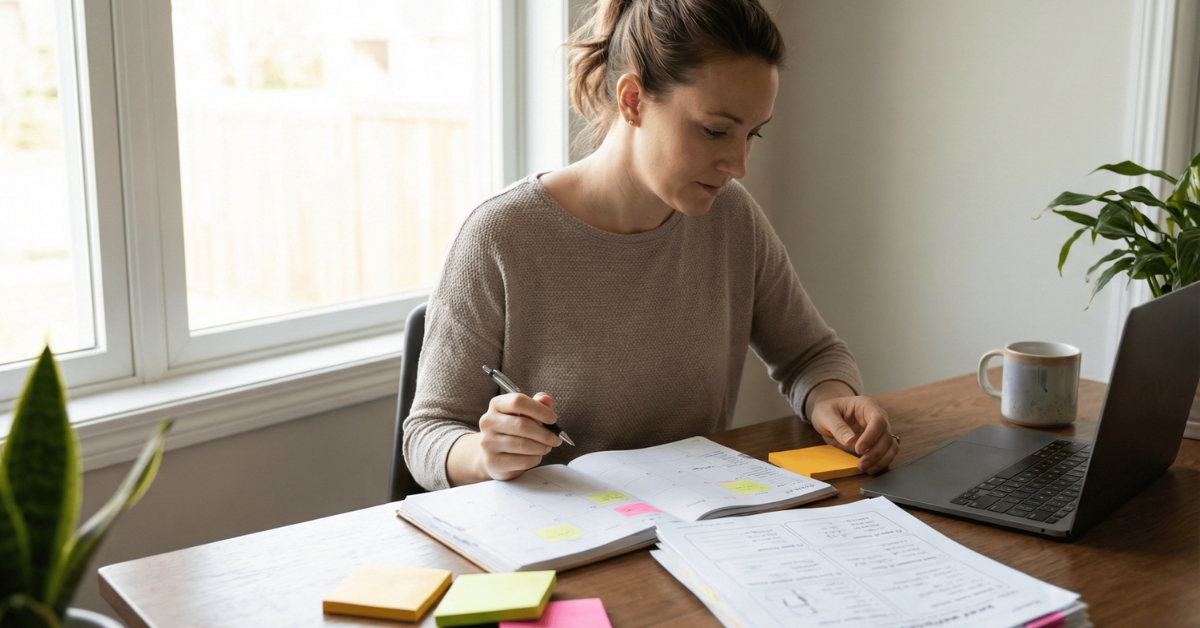 Woman planning at desk