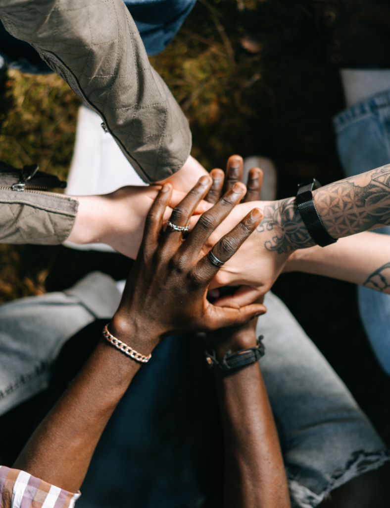 Hands joined in unity and support