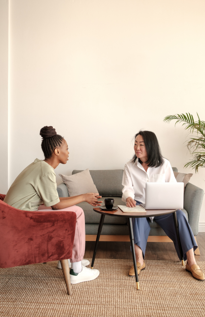 Therapy session with patient and counselor