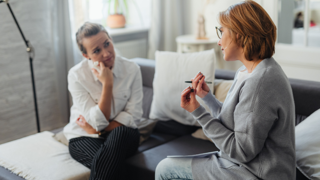 Therapy session between a therapist and client