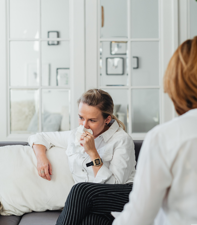 Depressed woman in therapy